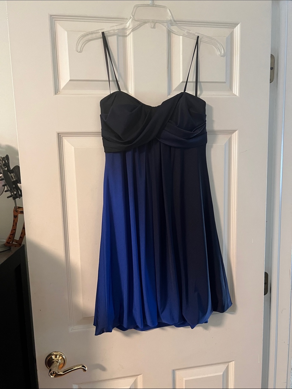 Xscape Strapless Ombre Navy to Royal Blue Cocktail Dress
